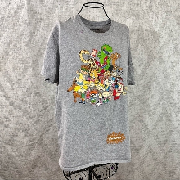 Nickelodeon grey character graphic print crew neck t shirt size L - Picture 1 of 9